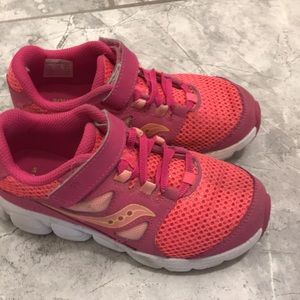 Saucony tennis shoes, sturdy, pink, size 13.5